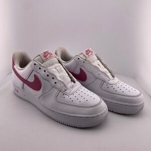 Nike Air‎ Force 1 Low White Pink Trim Casual Sneakers Shoes US 9